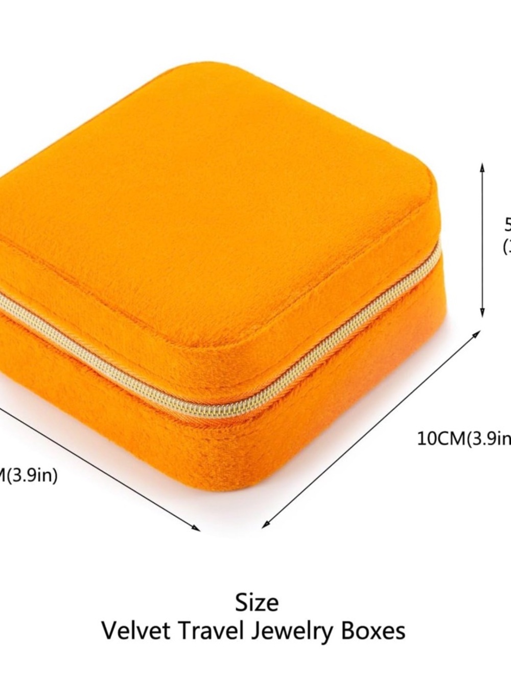 Velvet Travel Jewelry Box - Bright Orange - Picture 2 of 3